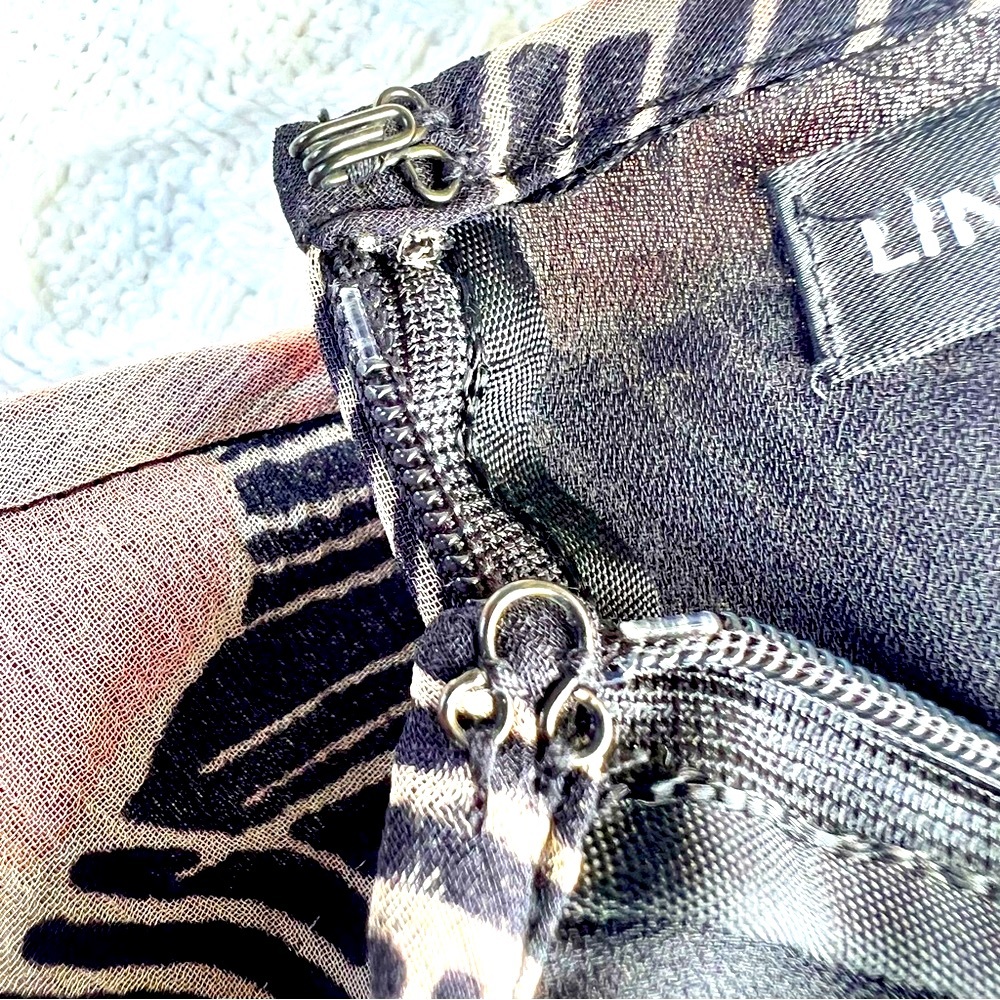 💐 LINDA ALLARD for ELLEN TRACY SILK BLACK FLORAL SKIRT - Picture 9 of 13